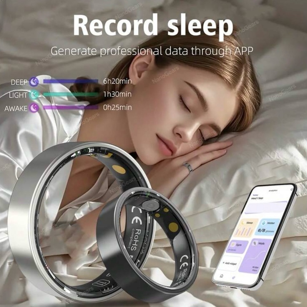 Smart Sleep Tracking Ring - Black size 8​​
